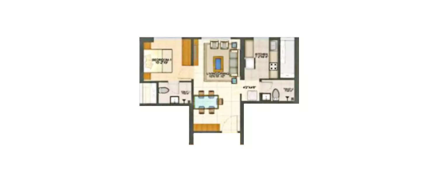 Floor plan for 1 BHK
