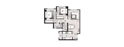 Rustomjee Summit, 2 BHK-728 Sq.ft