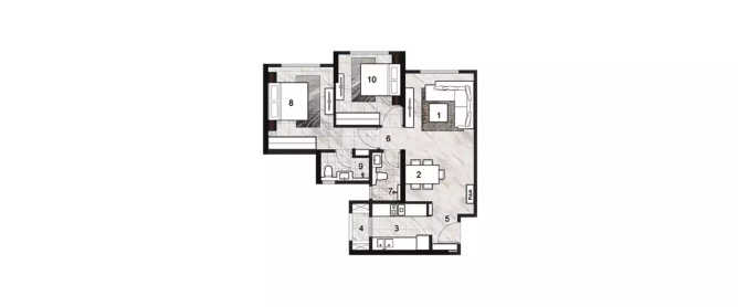 Rustomjee Summit Borivali - Floor plan 2 BHK 728 Sq.ft