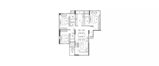 Rustomjee Elements Vile Parle - Floor plan 3 BHK 1648 Sq.ft