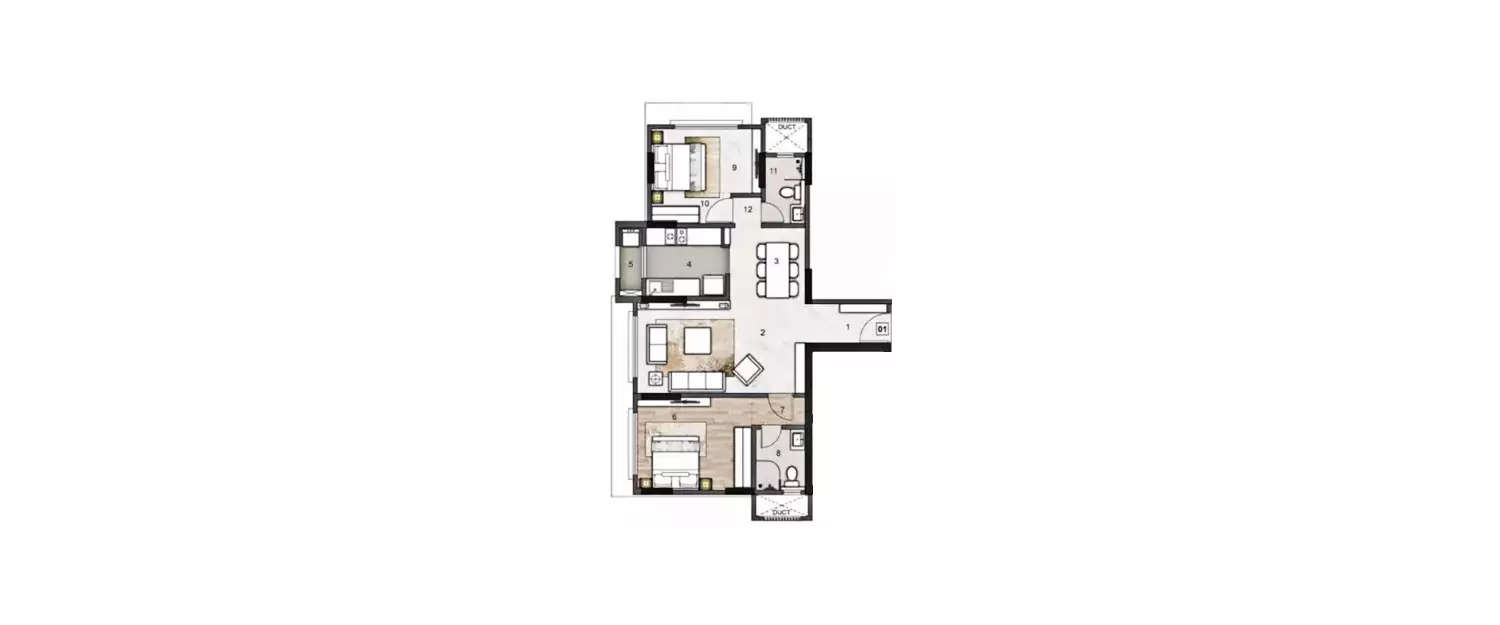 Floor plan for 2 BHK