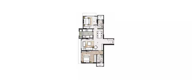 Rustomjee Yazarina III Dadar - Floor plan 2 BHK 801 Sq.ft