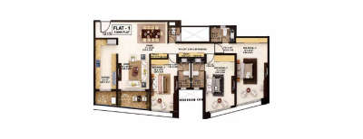 Rustomjee Oriana, 3 BHK-1816 Sq.ft