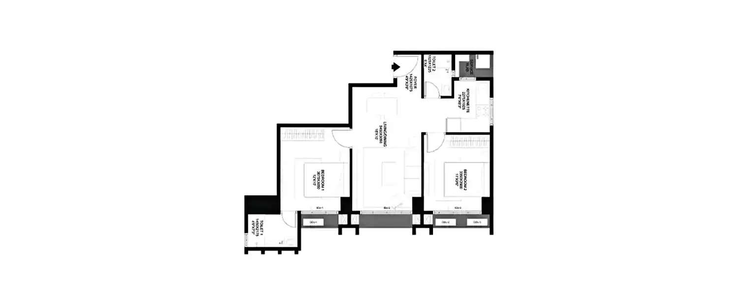 Floor plan for 2 BHK