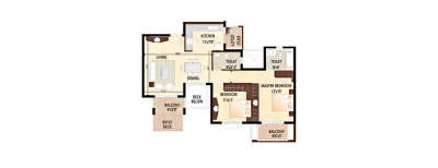 Purva Highland, 2 BHK-1340 Sq.ft