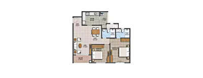 Purva Palm Beach, 2 BHK-1232 Sq.ft