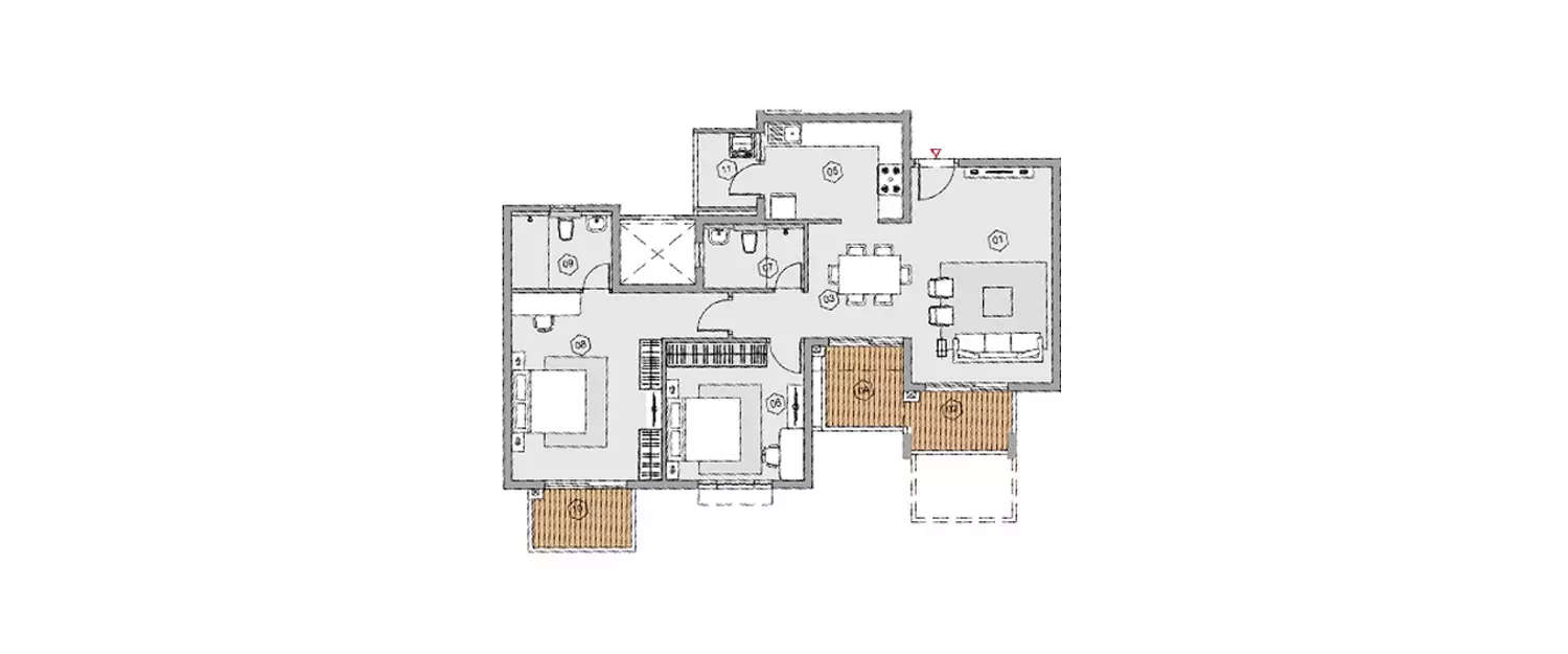 Floor plan for 2 BHK