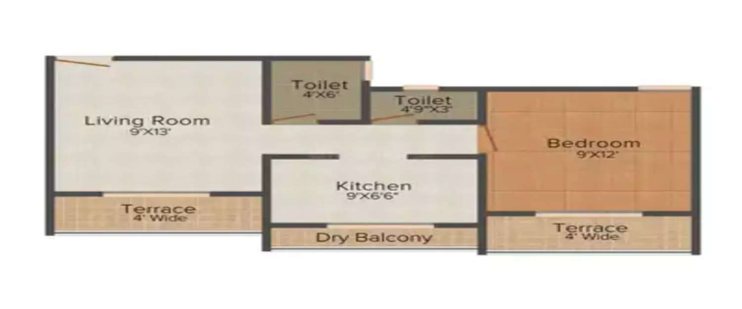 Floor plan for 1 BHK