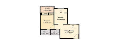 Nyati Elan South East I, 1 BHK-379 Sq.ft