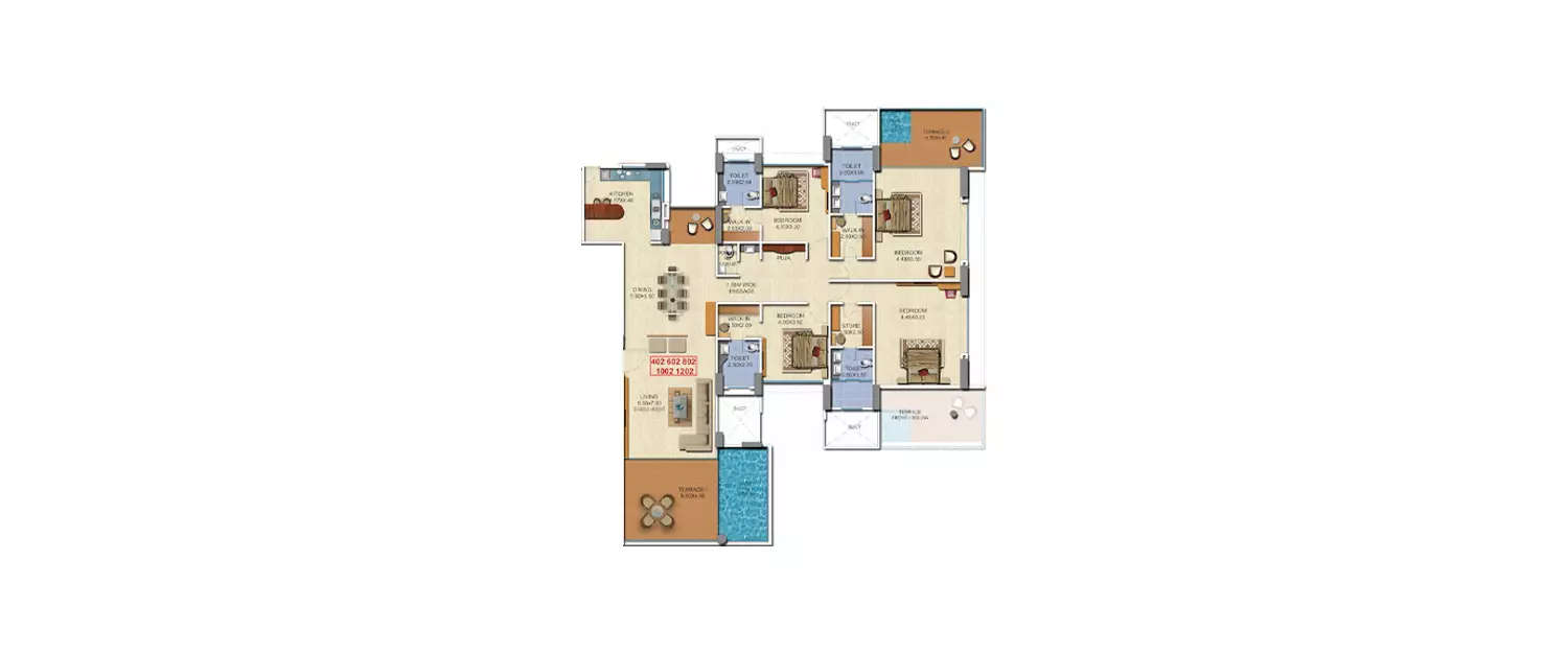 Floor plan for 4 BHK
