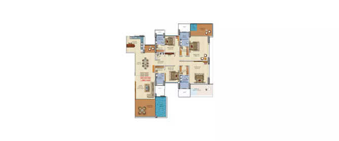Ajmera Aria Koregaon Park - Floor plan 4 BHK 5850 Sq.ft