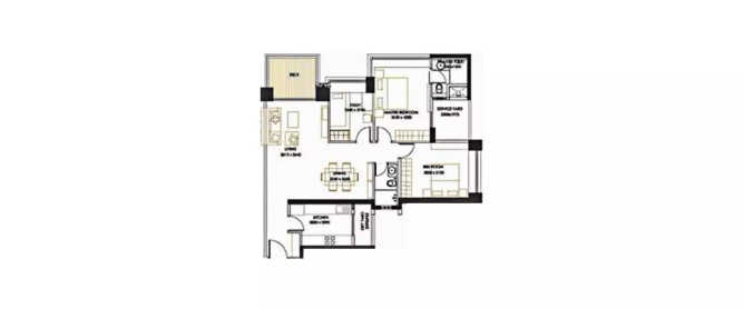Oberoi Springs Andheri - Floor plan 2.5 BHK 1295 Sq.ft