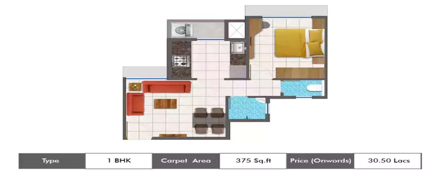 Floor plan for 1 BHK