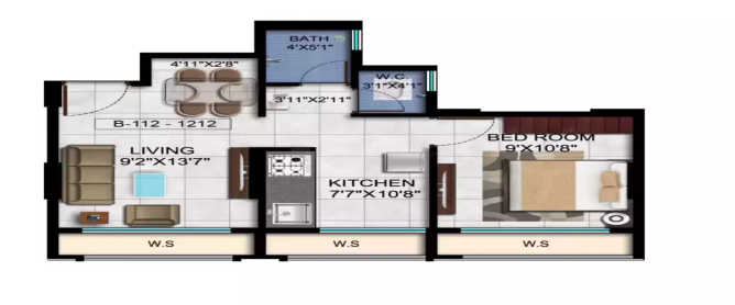 Arihant Galenia Panvel - Floor plan 1 BHK  Sq.ft