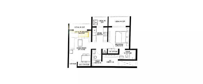 JP Codename Now Or Never Mira Bhayandar - Floor plan 1 BHK 360 Sq.ft