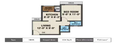 Arihant Aayan, 1 BHK-334 Sq.ft