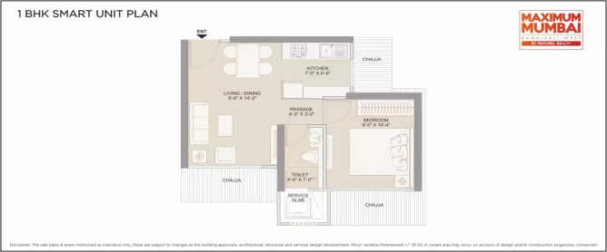Ruparel Maximum Mumbai Kandivali - Floor plan 1 BHK 322 Sq.ft