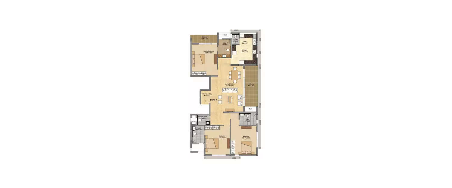 3 BHK Apartment 1539 Sq.ft