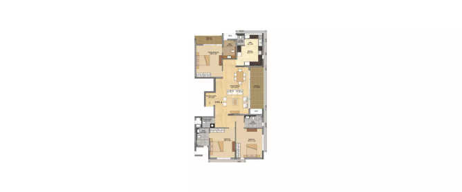 Prestige Spencer Heights Pulikeshi Nagar - Floor plan 3 BHK 1539 Sq.ft