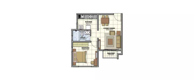 Prestige Sunrise Park Electronic City - Floor plan 1 BHK 435 Sq.ft