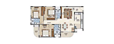 Prestige Downtown, 3 BHK-1756 Sq.ft
