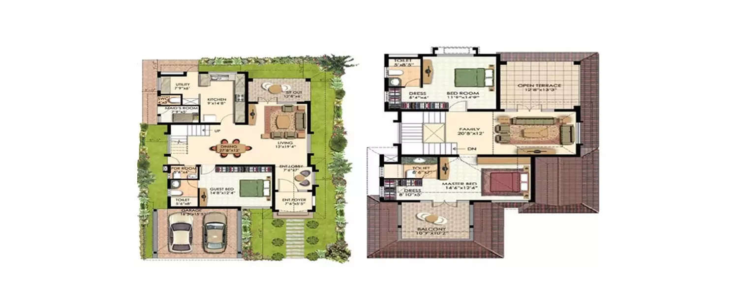 Floor plan for 3 BHK