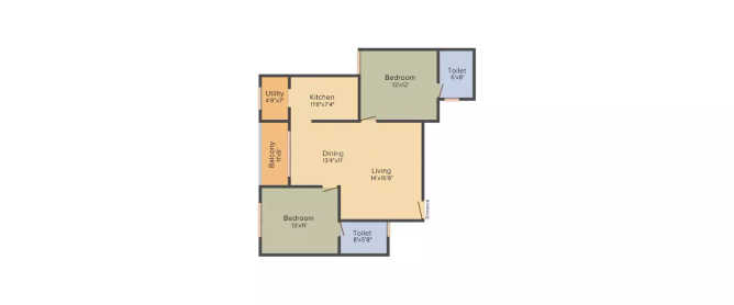 Prestige Silver Crest Bellandur - Floor plan 2 BHK 1175 Sq.ft