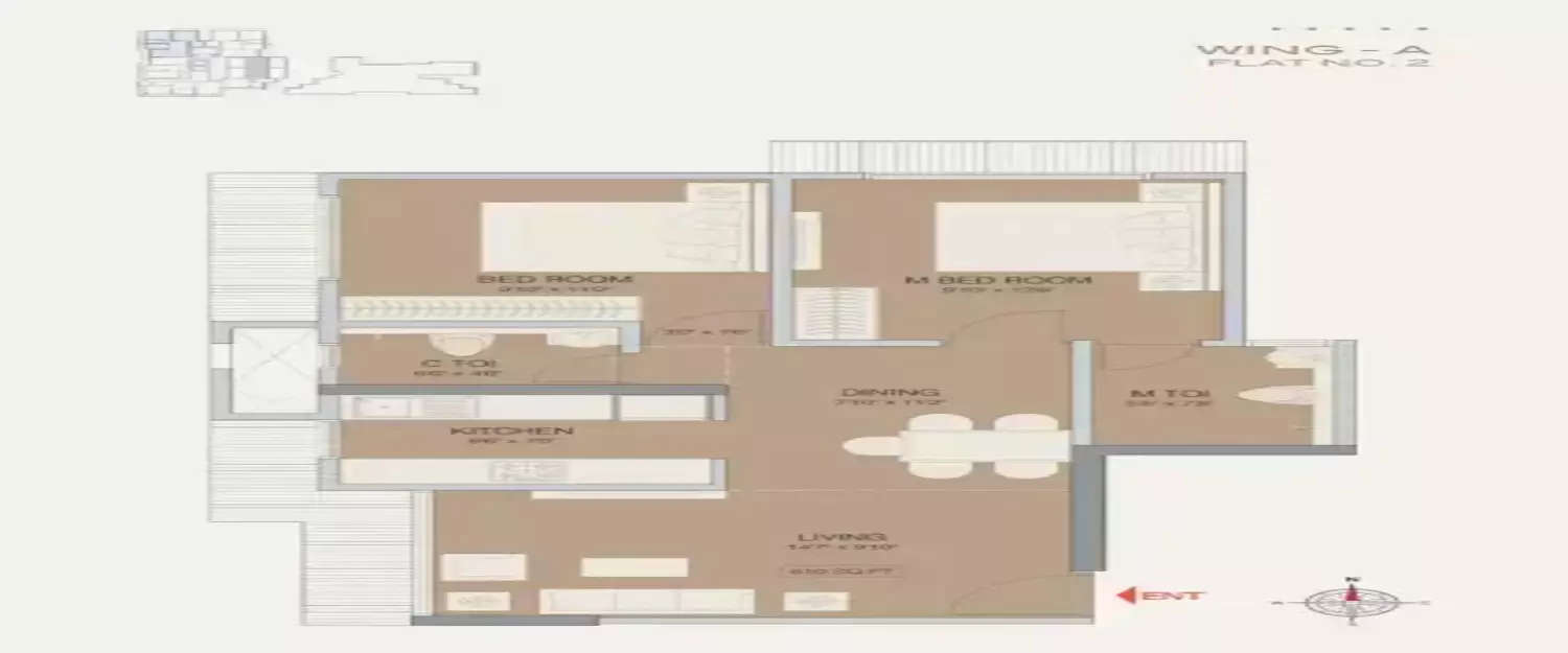 Floor plan for 2 BHK