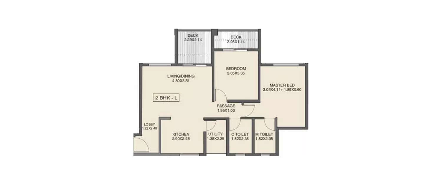 Floor plan for 2 BHK