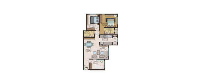 Kanakia Paris Bandra - Floor plan 2 BHK 831 Sq.ft