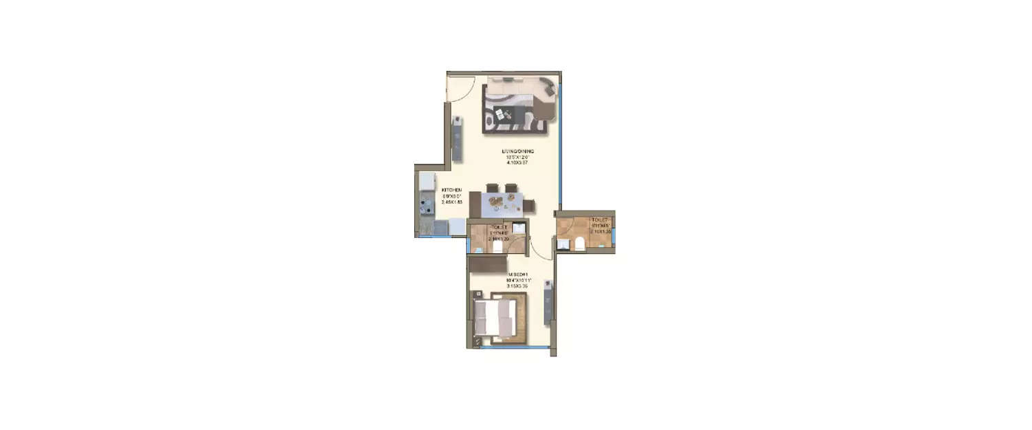 Floor plan for 1 BHK