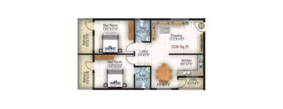 Lakhani Grandeur, 2 BHK-682 Sq.ft