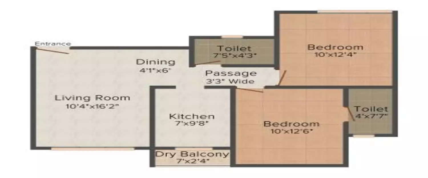 Floor plan for 2 BHK