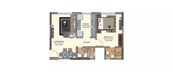 Kanakia Zen World Kanjurmarg - Floor plan 1 BHK 456 Sq.ft