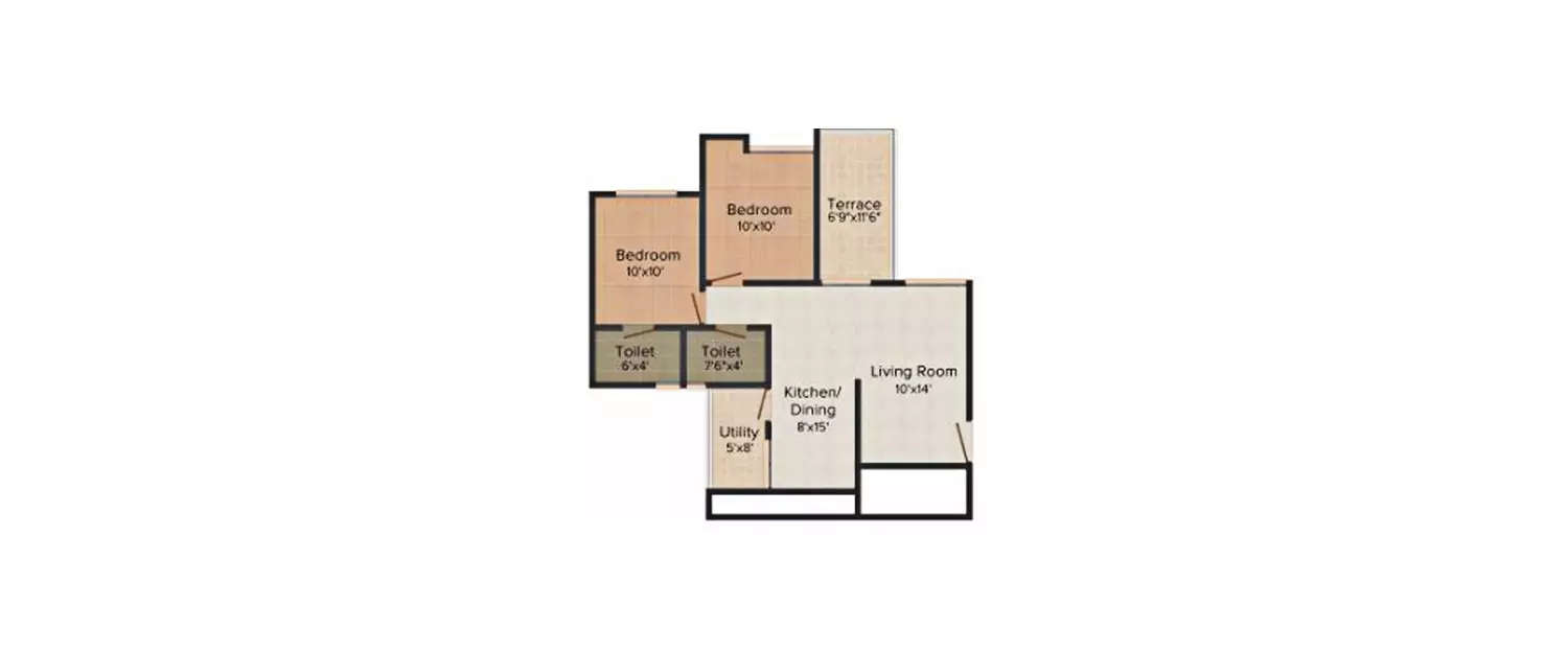 Floor plan for 2 BHK