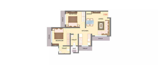 Bhoomi Vandana Borivali - Floor plan 2 BHK 527 Sq.ft
