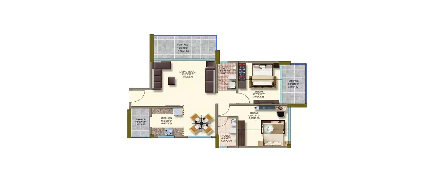 Floor plan for 2 BHK