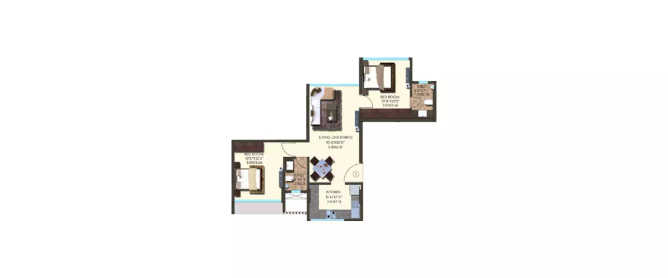 Kanakia Hollywood Andheri - Floor plan 2 BHK 621 Sq.ft