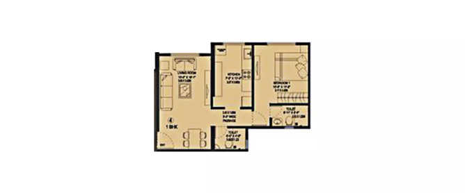 Kanakia Sevens Andheri - Floor plan 1 BHK 508 Sq.ft