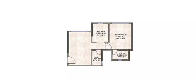 Kanakia The Master Collection Powai - Floor plan 1 BHK 430 Sq.ft