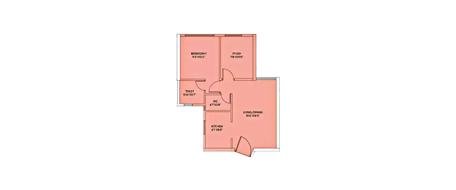 Floor plan for 1.5 BHK