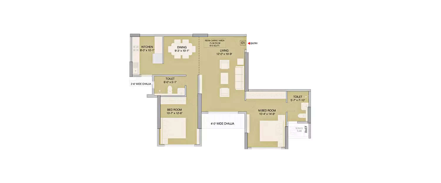 Floor plan for 2 BHK