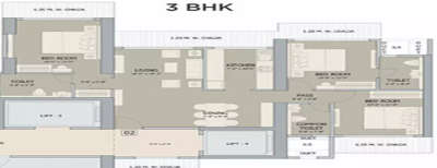 Ruparel Palacio, 3 BHK-855 Sq.ft