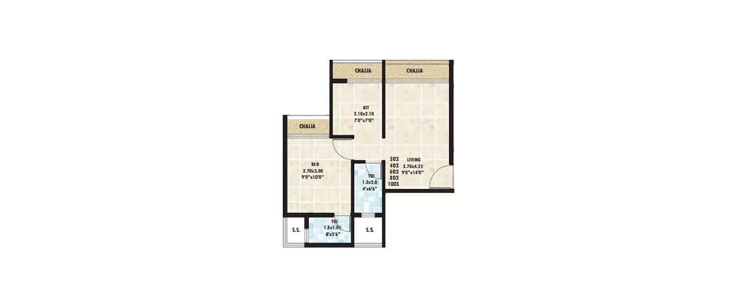 1 BHK Apartment 345 Sq.ft