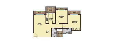 Unique Greens, 2 BHK-618 Sq.ft