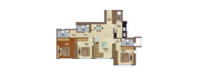 Peninsula Celestia, 3 BHK-1233 Sq.ft