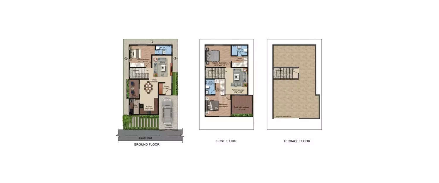 Floor plan for 3 BHK