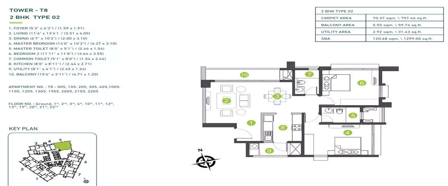 Floor plan for 2 BHK