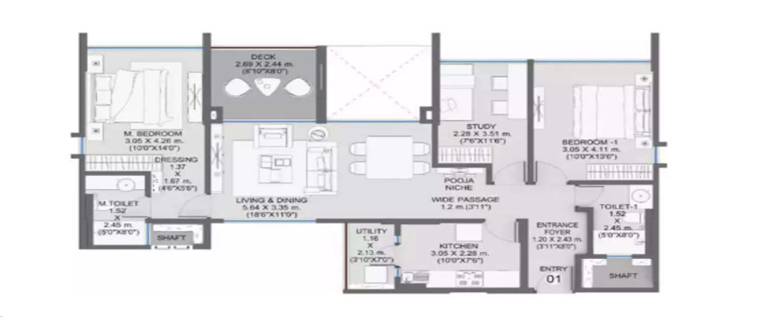 Floor plan for 2 BHK