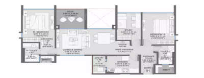 Shapoorji SP Residency, 2 BHK-1231 Sq.ft